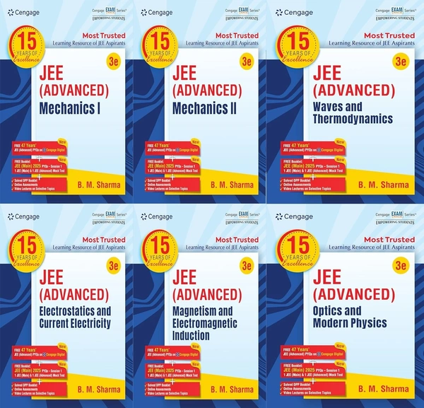 Cengage - BM Sharma - JEE Advanced Physics - | Mechanics 1 & 2 | Waves and Thermodynamics | Electrostatics and Current Electricity | Magnetism and Electromagnetic Induction | Optics and Modern Physics | - Set of 6 Books with | 47 Years PYQ | JEE Main Mock Test | DPP, Videos, Online Assignments - For Exams 2026