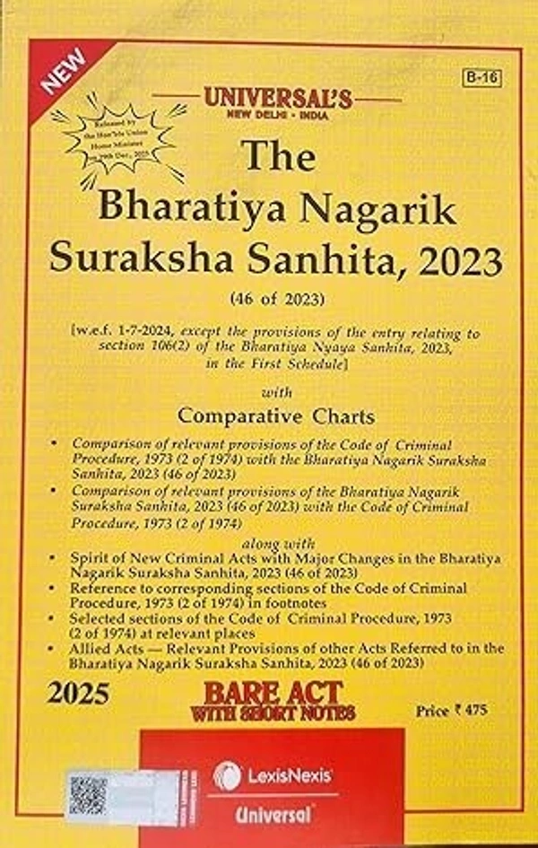 Universal's The Bharatiya Nagarik Suraksha Sanhita (BNSS) 2023 Bare Act with Short Notes [2025]