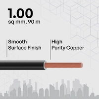 Polycab Etira FR Wire 1.0 Sqmm 90Mtr - Black