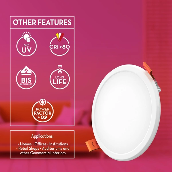 Crompton Led Star Lord Recess Panel Round - 6k - 12W - 6" Cutting