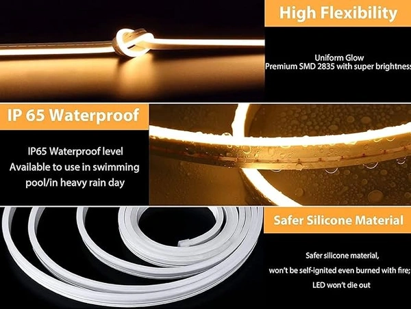 Neon Flexible Strip Led Light 5Mtr with adaptor cord - Warm White