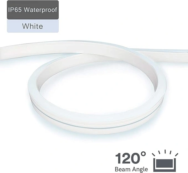 Neon Flexible Strip Led Light 5Mtr with adaptor cord - White