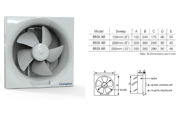 Crompton Exhaust Fan Brisk Air 200 mm (8 inch)