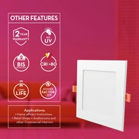 Crompton Led Star Slim Recess Panel Square - 6k - 15W - 7" Cutting