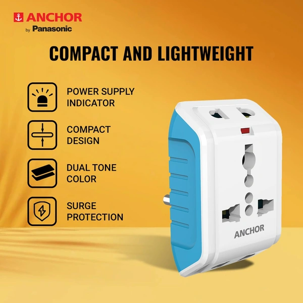 Anchor 6A 3 Pin Multiplug Adaptor with Surge Protection - 22843 Anchor