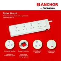 Anchor Spike Guard 4 Socket, 1 Switch - 1.5 Mtr - 20518