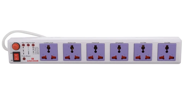 Anchor Spike Guard - 6 Socket , 1 Switch, 1.5 Mtr 22579