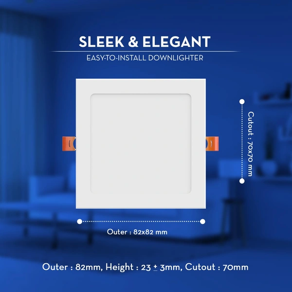 Crompton Led Star Slim Recess Panel Square - 6k - 15W - 7" Cutting