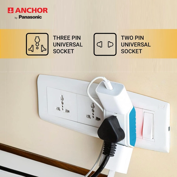 Anchor 6A 3 Pin Multiplug Adaptor with Surge Protection - 22843 Anchor