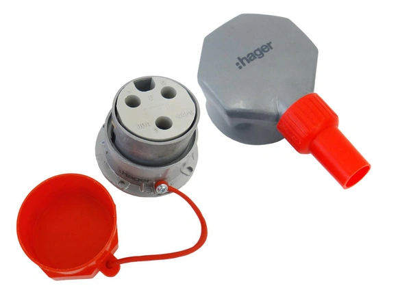 Hager Three Phase Metal Plug 20A 3P+E IP44 Hager - VZ132i - 