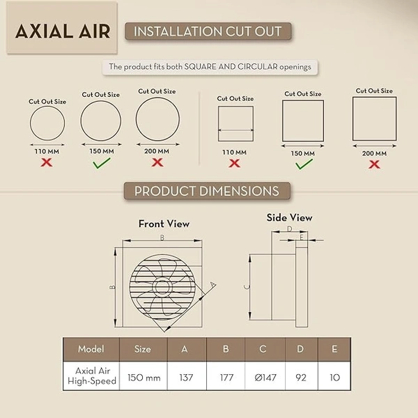 Crompton Axial Air Exhaust Fan 150mm