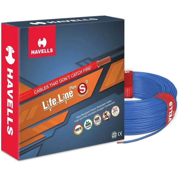 Havells HAVELLS 6.0 SQMM FR COPPER 90 MTR WIRE - Blue