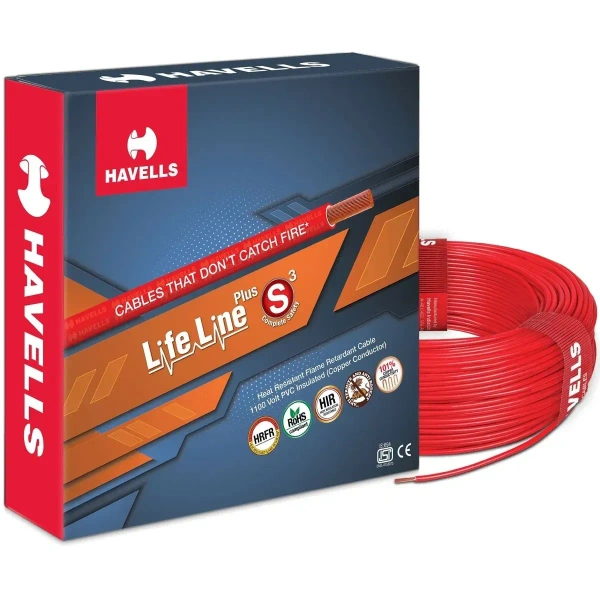 Havells HAVELLS 6.0 SQMM FR COPPER 90 MTR WIRE - Red