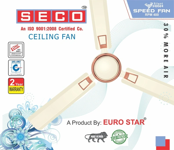 Seco 1200MM Seco Ceiling Fan 2 Star - Ivory