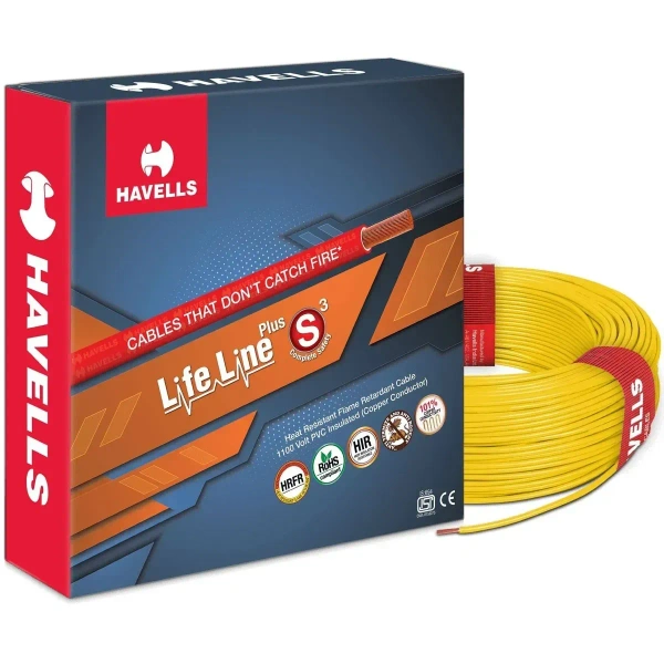 Havells HAVELLS 6.0 SQMM FR COPPER 90 MTR WIRE - Yellow