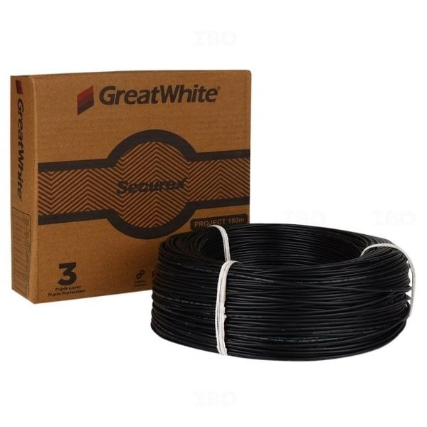 Great White  GREAT WHITE 1.5 SQMM FR COPPER 180 MTR WIRE - Black