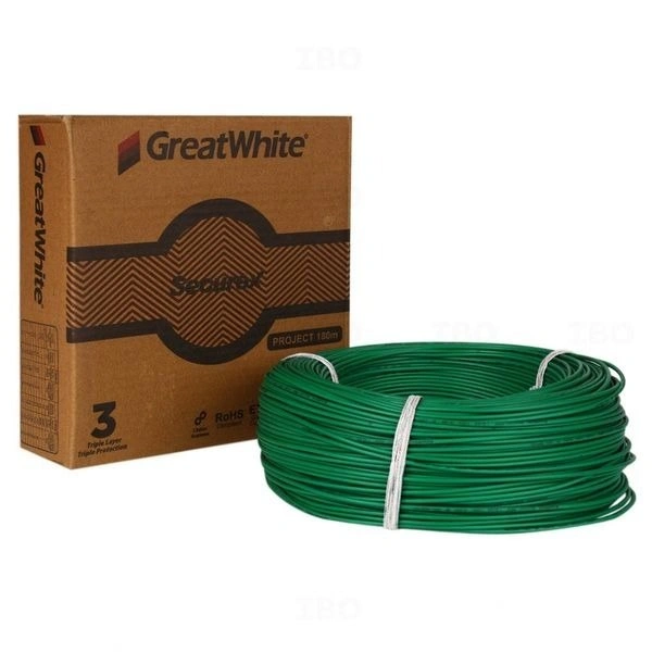 Great White GREAT WHITE 1.0 SQMM FR COPPER 180 MTR WIRE - Green