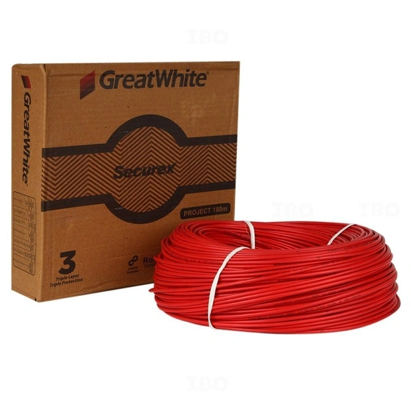 Great White  GREAT WHITE 1.5 SQMM FR COPPER 180 MTR WIRE - Red