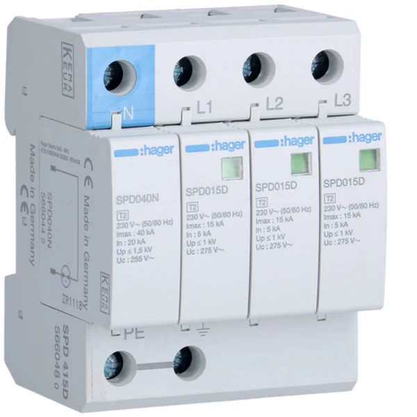 Hager Surge Protection Device 3P+N 15KA Type2 Hager