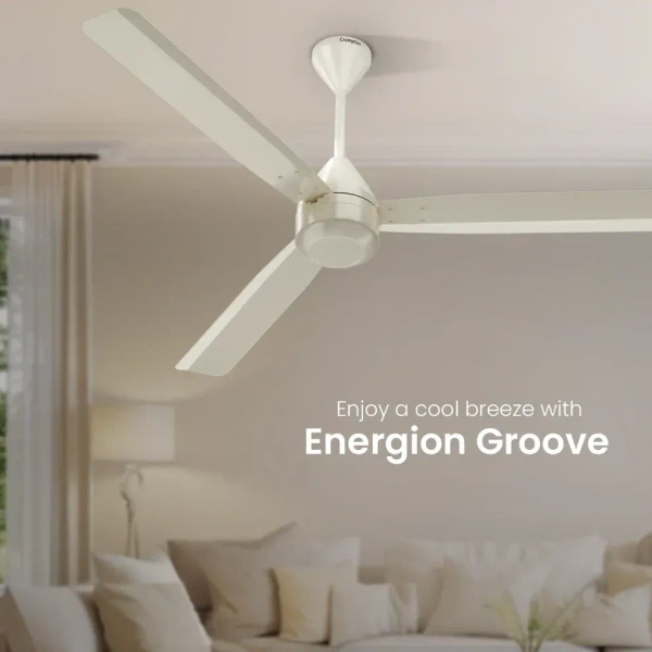 Crompton Energion Groove Ceiling Fan-Opale White