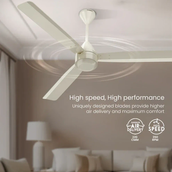 Crompton Energion Groove Ceiling Fan-Opale White
