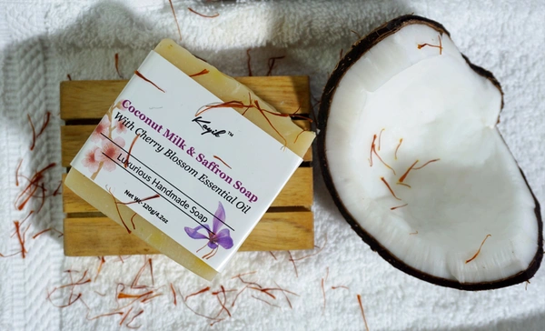 COCONUT MILK & SAFFRON SOAP WITH CHERRY BLOSSOM ESSENTIAL OIL