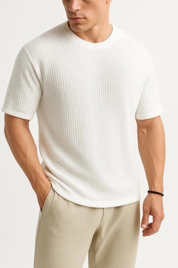 Deozn Printed Oversized T Shirt - White, S