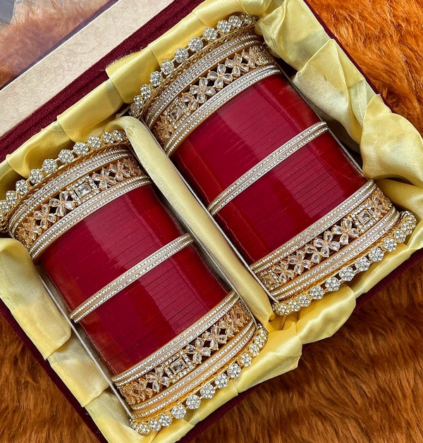 Bridal Chuda Red Amrican Dimands  - 2.10