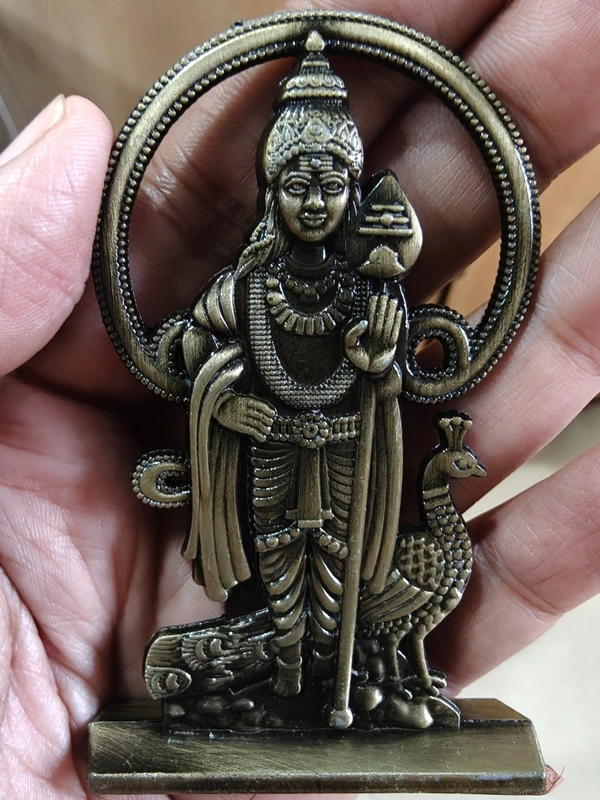 Lord Kartikeya Idol for Car Dashboard, Metal, 1 Piece (copper Colour)-3 inch -