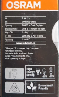 Osram Led Bulb 9w White (865C) B22D
