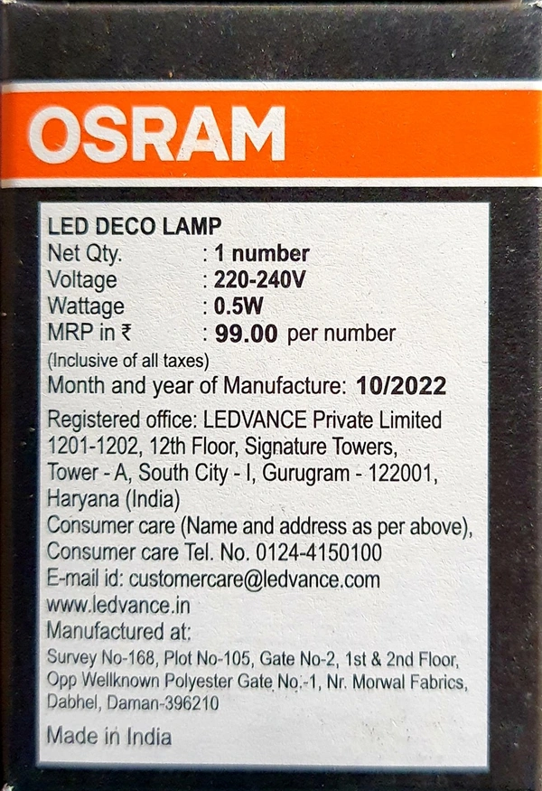 Osram Led Bulb 0.5W  Pink Colour B22d