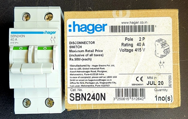 Hager Isolator 40A 2 Pole