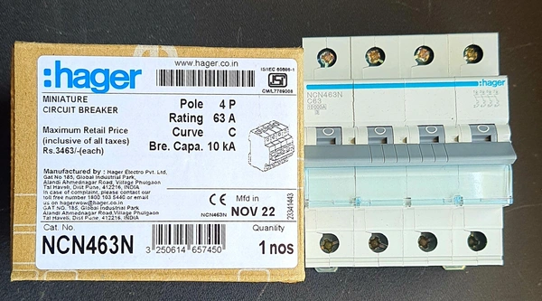 Hager 63A 4 Pole Mcb 10A