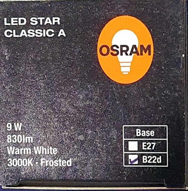 OSRAM 9W 830 (WARM WHITE) B22D
