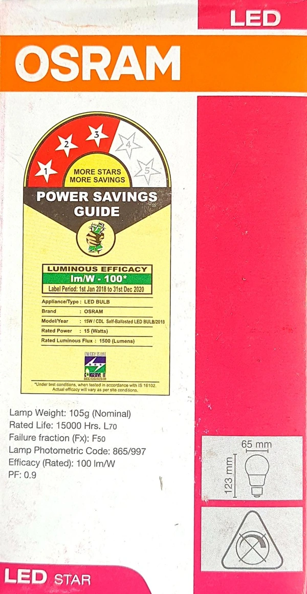 Osram Led Bulb 15w White (6500C) B22d