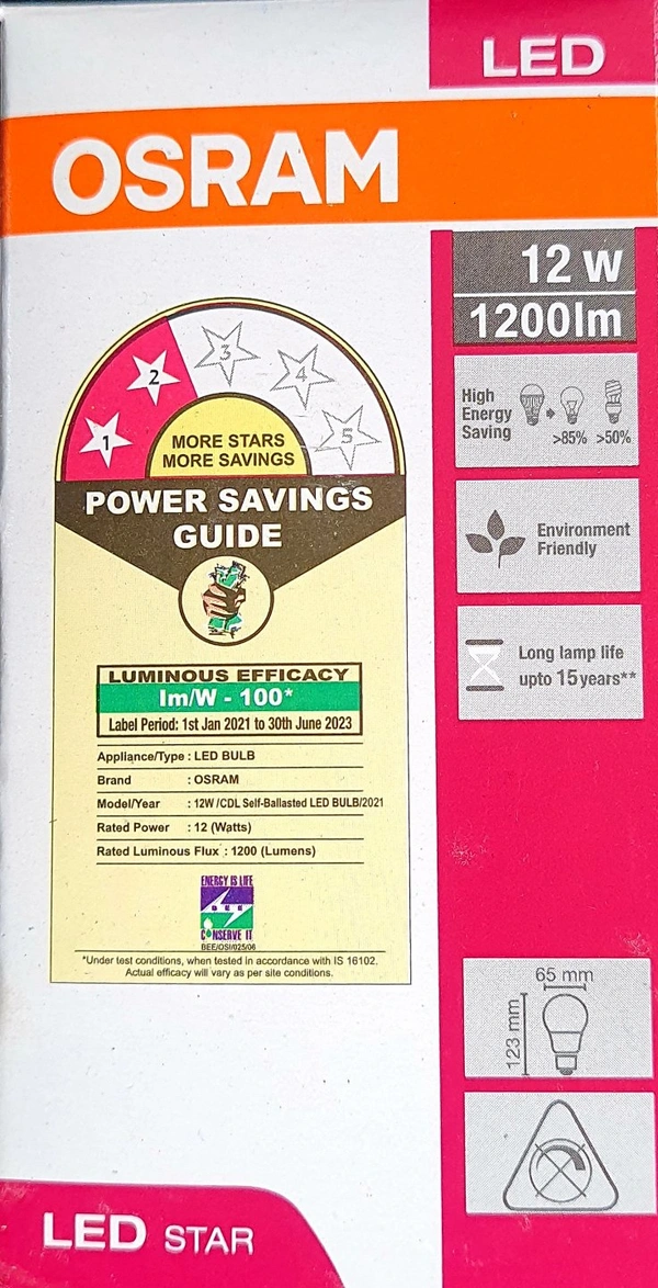 Osram Led Bulb 12w White (6500k)) B22d