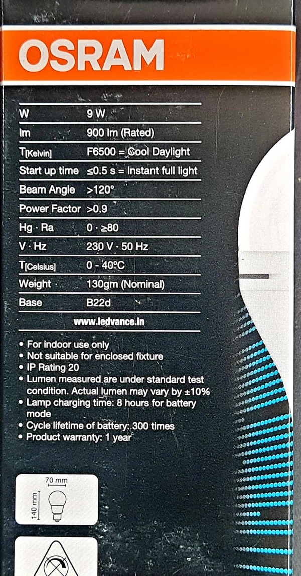 OSRAM LED 9W (865) INVERTER LAMP B22D