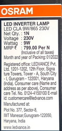 OSRAM LED 9W (865) INVERTER LAMP B22D
