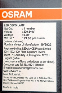 OSRAM LED 0.5W ORRANGE B22D