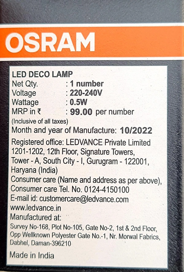 OSRAM LED 0.5W ORRANGE B22D
