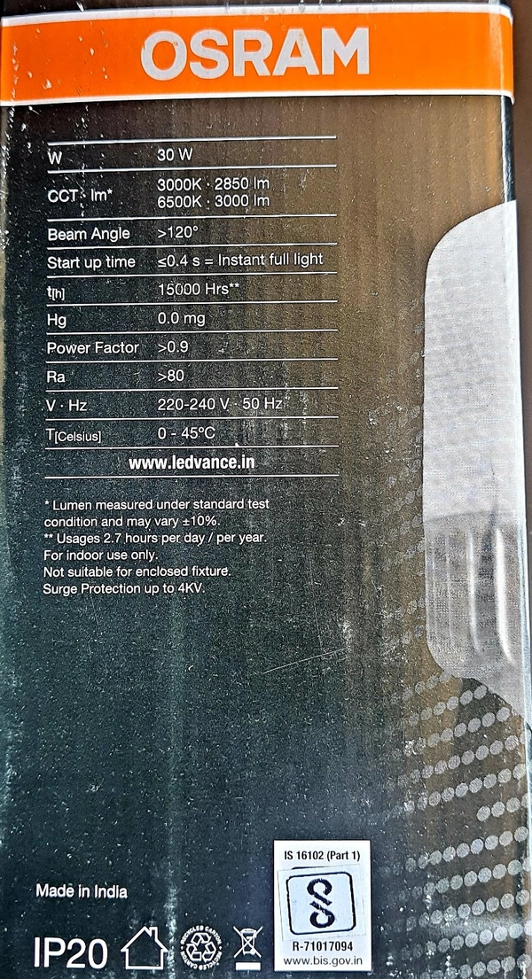 OSRAM LED BULB 30W WHITE 6500K B22d