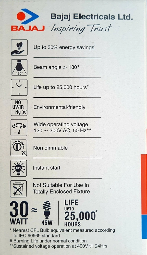 BAJAJ IVORA HB HW LED LAMP 30W CDL B22D