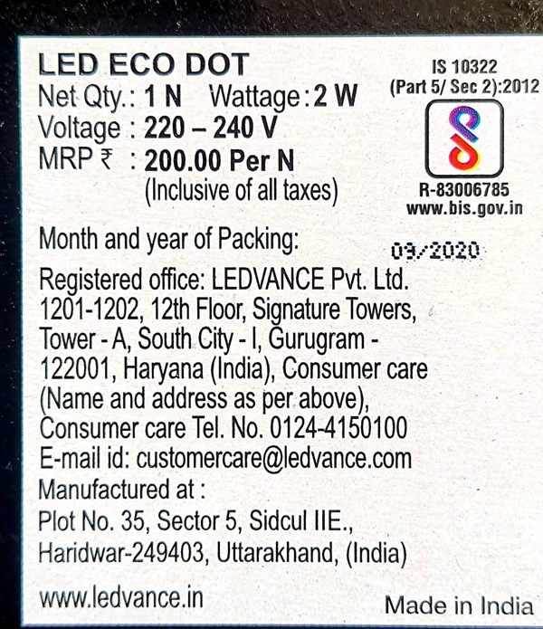 LEDVANCE 2W  WHITE LED SPOT LIGHT