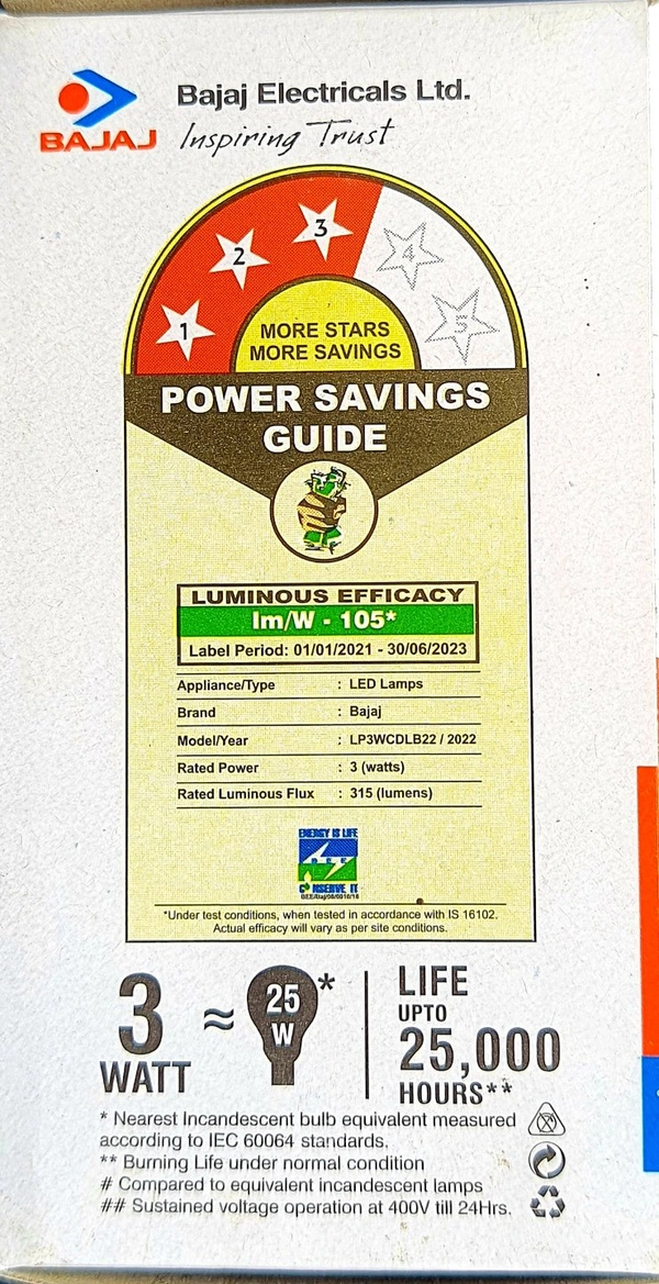 BAJAJ LEDZ PLUS 3W CDL B22D