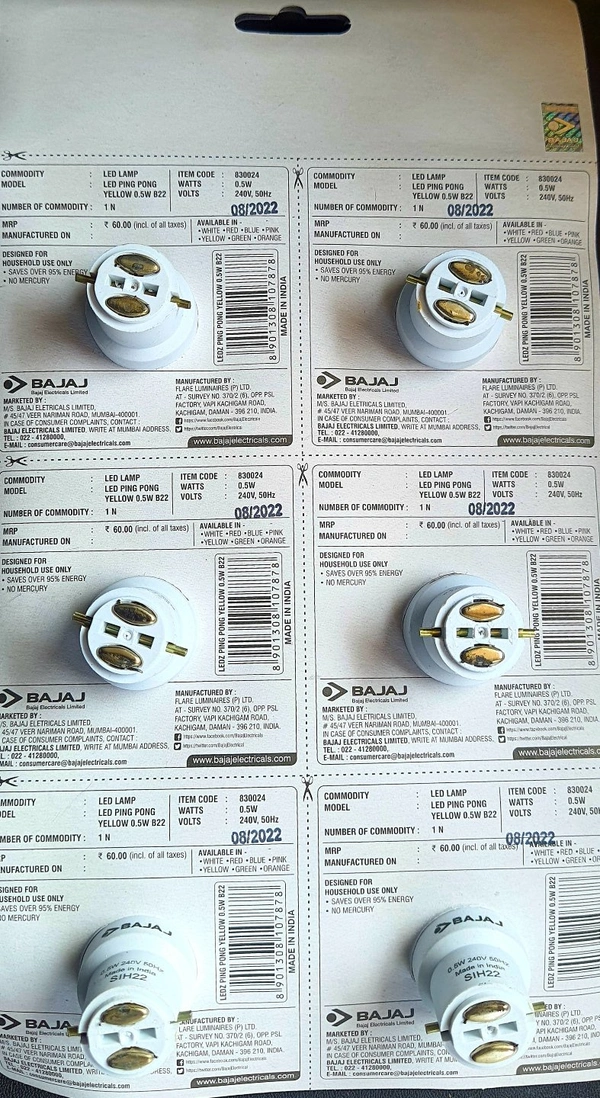 BAJAJ 0.5W RED COLOUR LED BULB EACH B22D