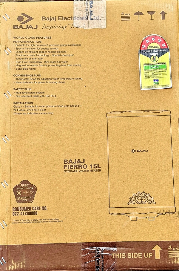 BAJAJ FIERRO 15LT STORAGE WATER GLEASER 5 STAR