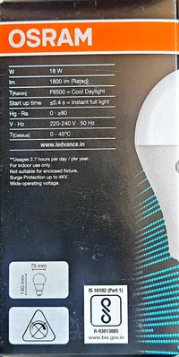 OSRAM LED BULB 18W 6500K E27