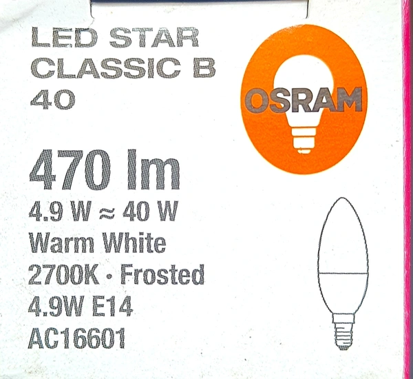 OSRAM LED STAR CLASSIC B 40 4.9W 2700K E14
