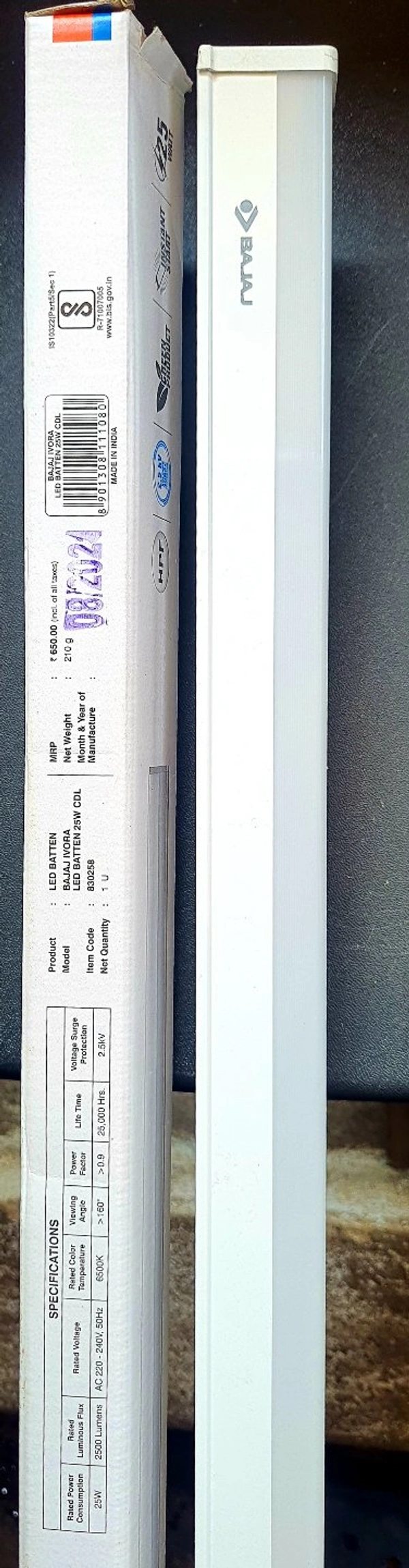 BAJAJ IOVRA LED BATTEN 25W 6500K L118CM