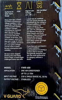 V GAURD VWR 400 130V TO 300V 1.5 TON AC STABILIZER 